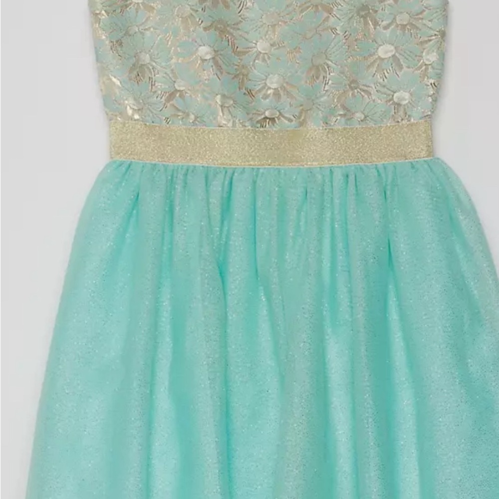 Brocade and Mesh Metallic Girls Dress Sz 14